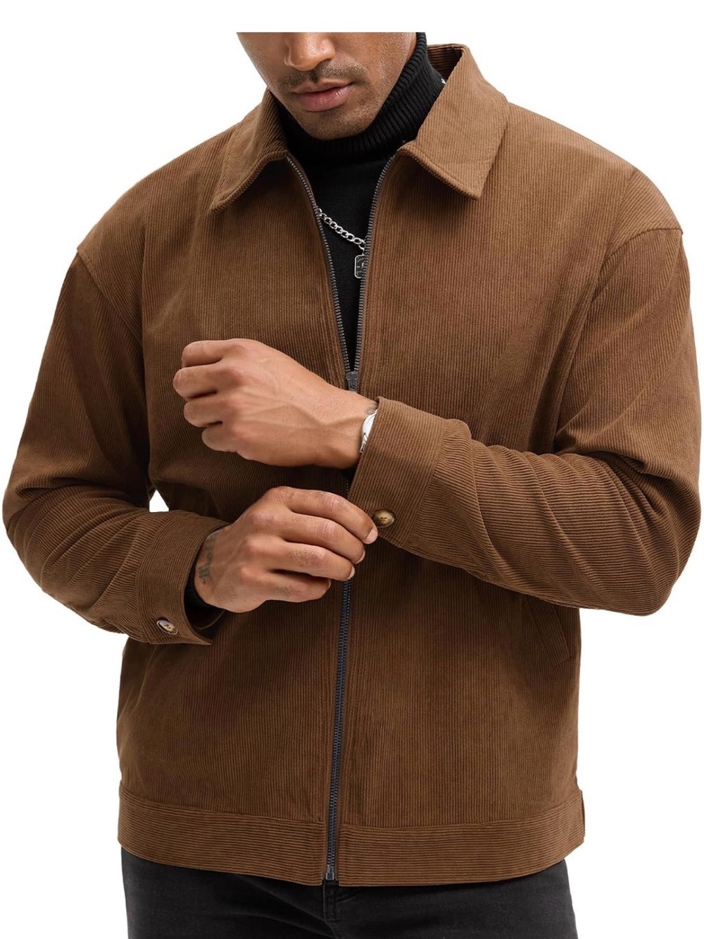 Men's Brown Corduroy Zip Jacket